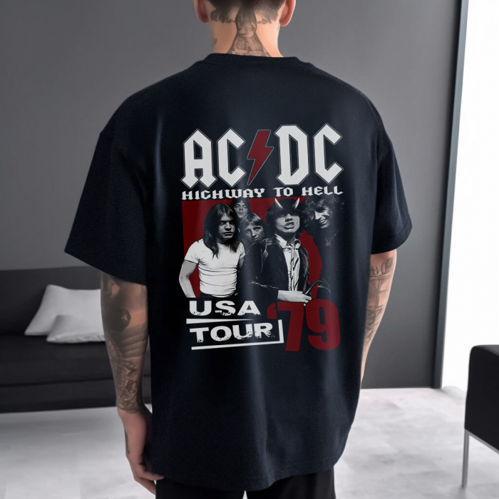 Tricou Negru Oversize Vintage ACDC Usa Tour [1]