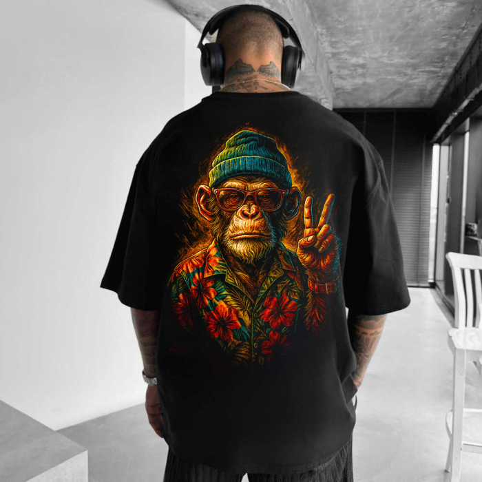 Tricou Negru Oversize Back To Monkey [1]