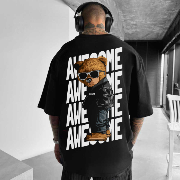 Tricou Negru Oversize Awesome Teddy [1]
