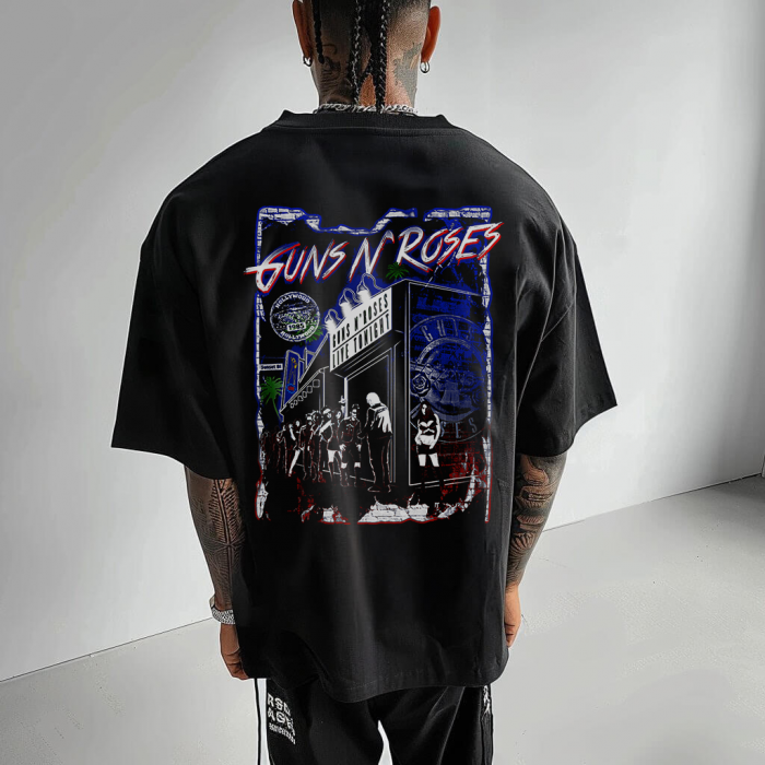 Tricou Negru Oversize Guns n Roses Live Tonight [1]