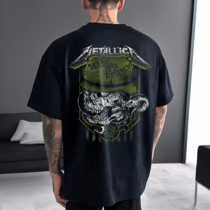 Tricou Negru Oversize Seek And Destroy [1]