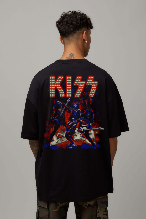 Tricou Negru Oversize Ton Of Kiss [1]