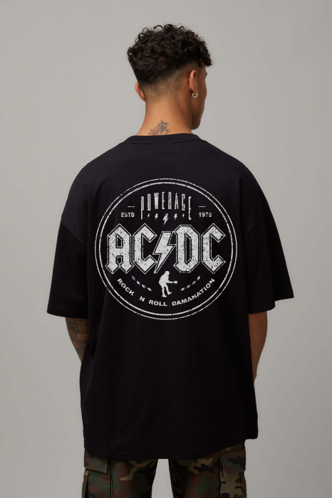 Tricou Negru Oversize ACDC Rock&Roll Damanation [1]