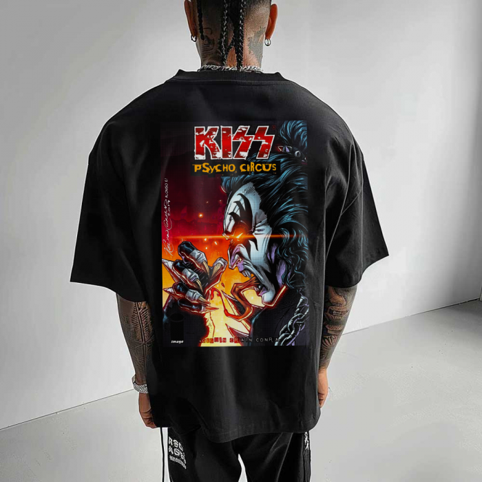 Tricou Negru Oversize Kiss Psycho [1]