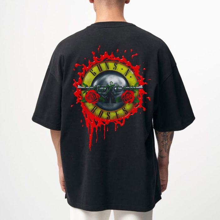 Tricou Negru Oversize Guns And Roses Splash [1]