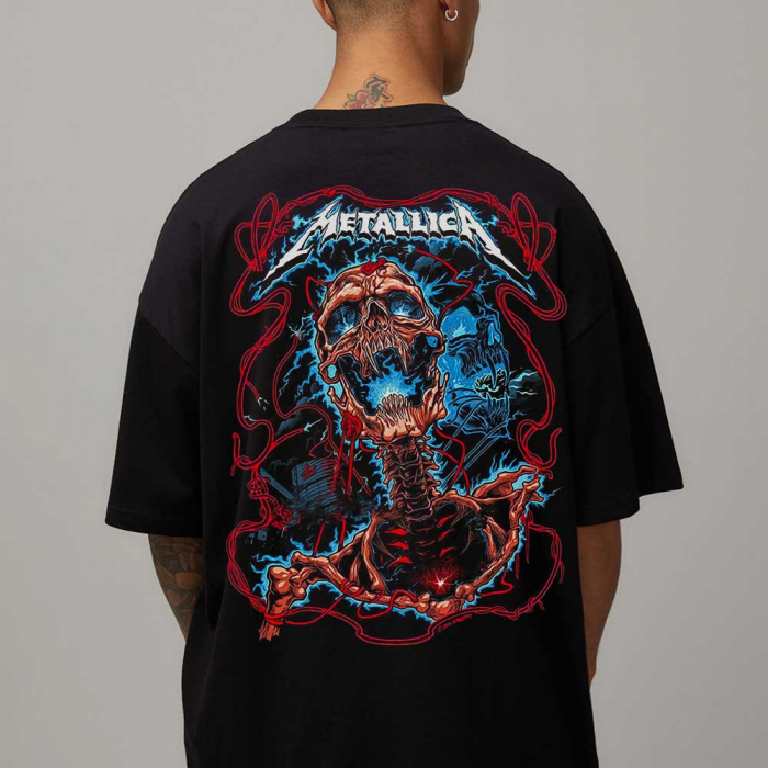 Tricou Negru Oversize Metallica Skeleton [1]