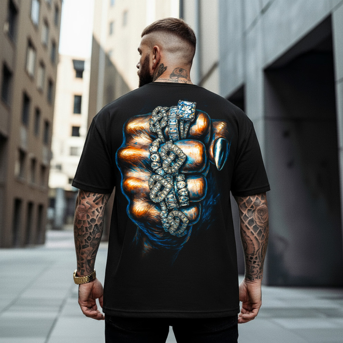 Tricou Negru Oversize Love Fist [1]