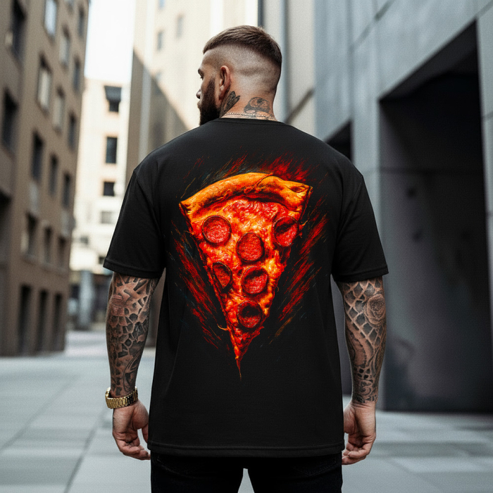 Tricou Negru Oversize Pizza [1]