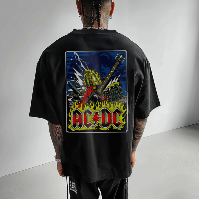 Tricou Negru Oversize ACDC Hells Bells [1]