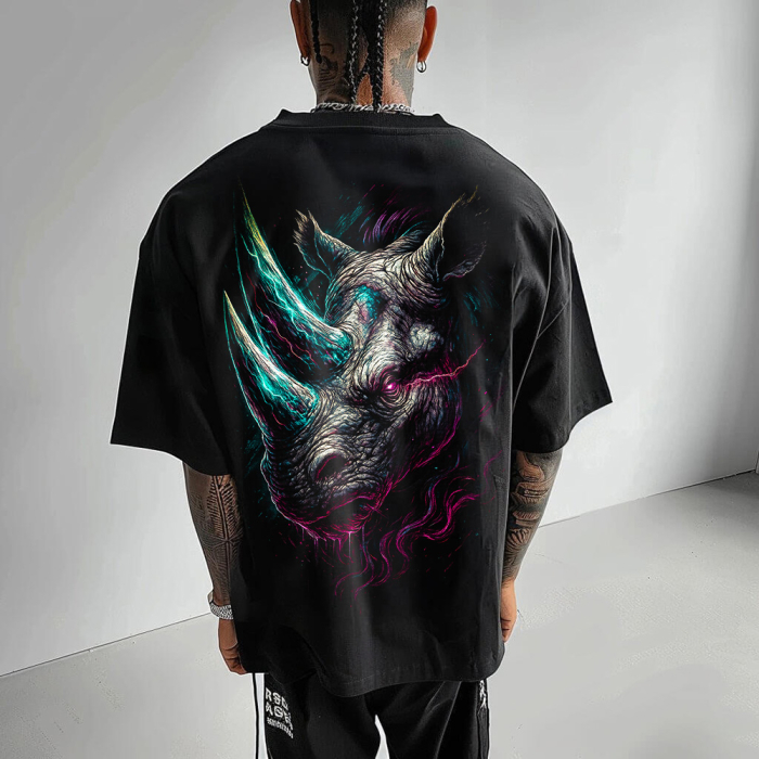 Tricou Negru Oversize Rhino [1]
