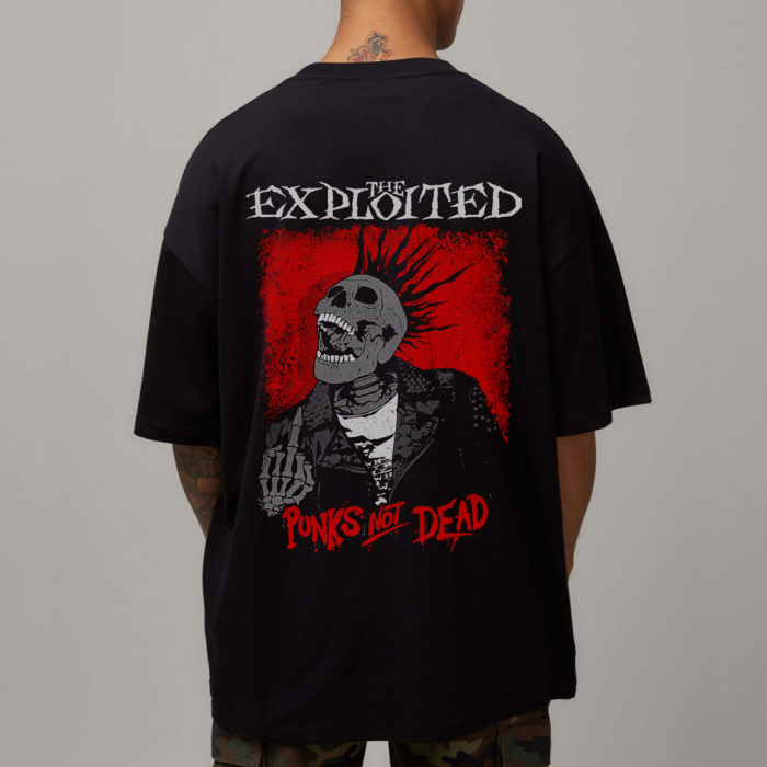 Tricou Negru Oversize Punks Not Dead [1]