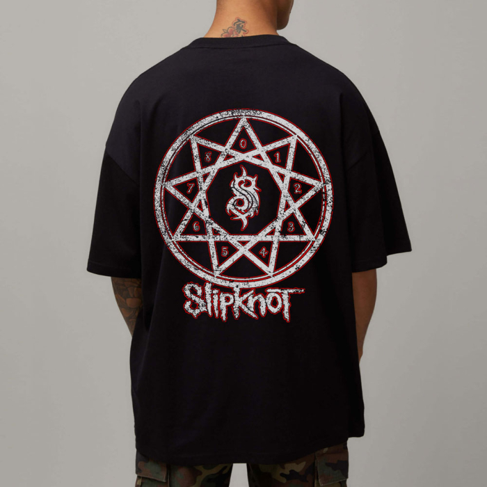 Tricou Negru Oversize Slipknot Pentagram [1]