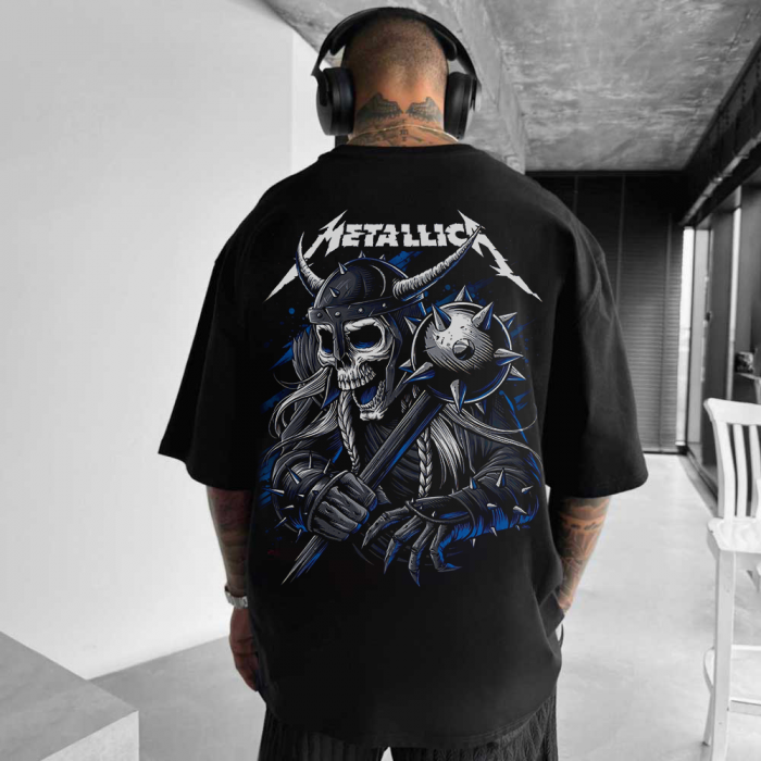 Tricou Negru Oversize Viking Skeleton [1]