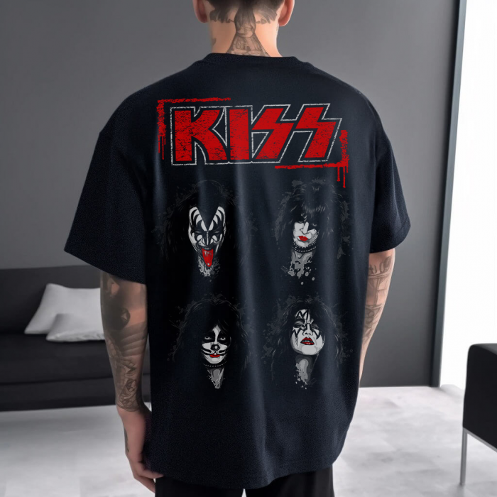 Tricou Negru Oversize Kiss Family Portrait [1]