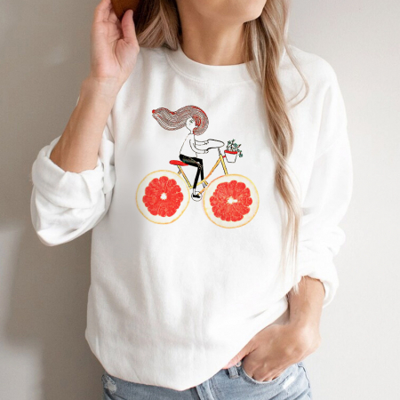Bluze Femei - Bluza Dama Alba Bicycle Orange Girl
