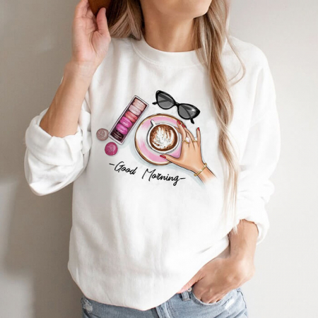 Bluze Femei - Bluza Dama Alba Good Morning Coffee