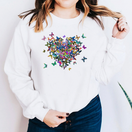 Bluze Heart - Bluza Dama Alba Heart of Butterflies
