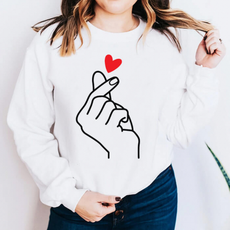 Bluze Heart - Bluza Dama Alba Finger Snap Heart