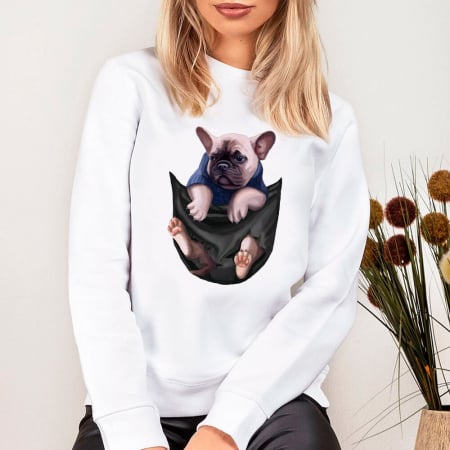 Bluze Albe Dama - Bluza Dama Alba French bulldog Outlet M