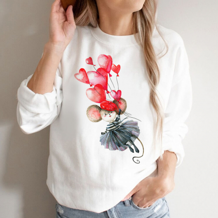 Bluze Animale - Bluza Dama Alba Lovely mice