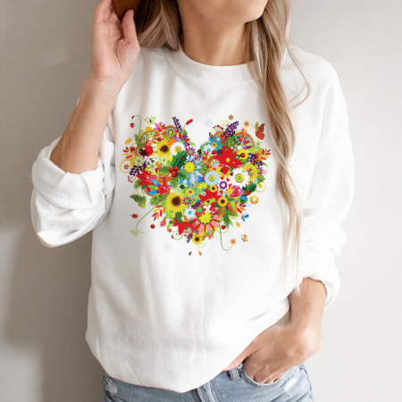 Bluze Heart - Bluza Dama Alba Flower Heart