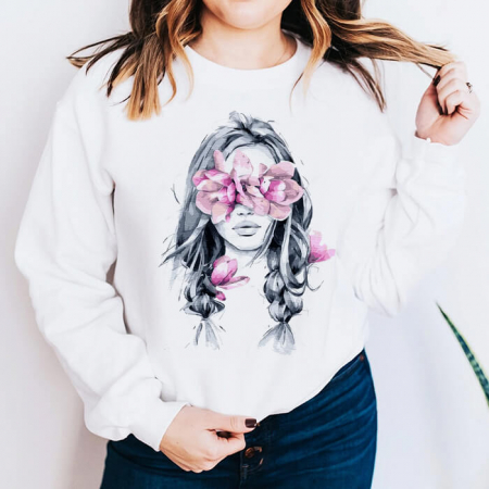 Bluze Flori - Bluza Dama Alba Flower Eyes