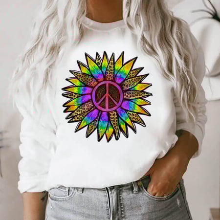 Bluze Albe Dama - Bluza Dama Alba Rainbow Flower Outlet M
