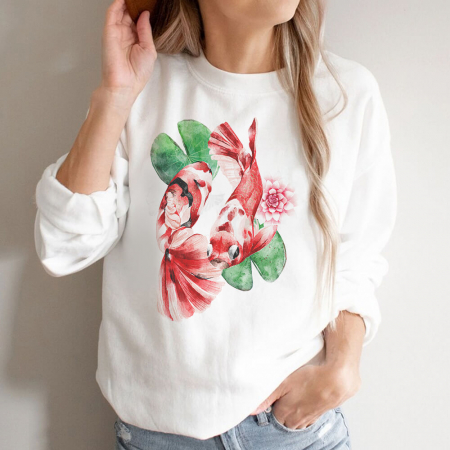 Bluze Japanese - Bluza Dama Alba Coi Fish