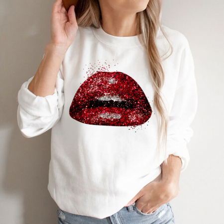 Bluze Femei - Bluza Dama Alba Glamour Lips