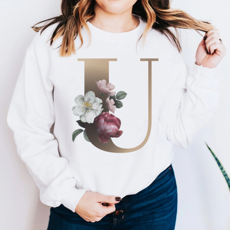 Bluze Alfabet - Bluza Dama Alba Litera "U"