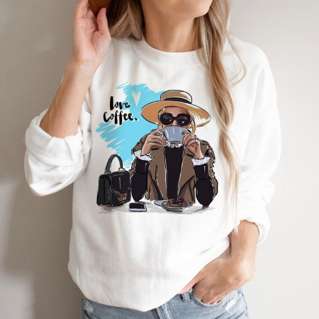 Bluze Femei - Bluza Dama Alba Love Coffee