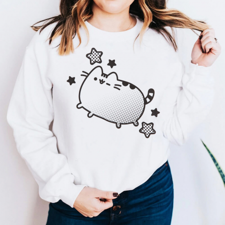 Bluze Animale - Bluza Dama Alba Pusheen Retro