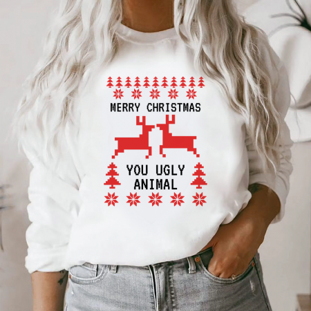 Bluze X-mas - Bluza Dama Alba Merry Christmas Animal
