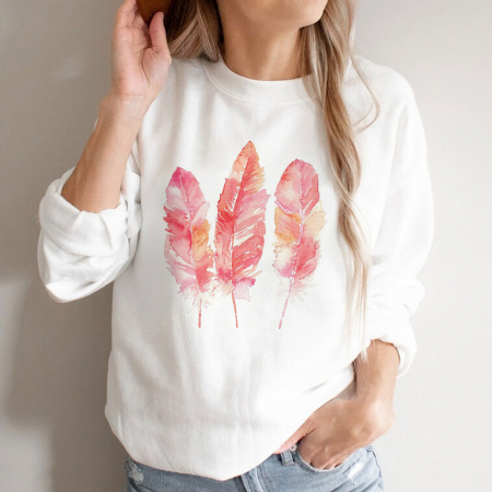 Bluze Femei - Bluza Dama Alba Pink Feathers