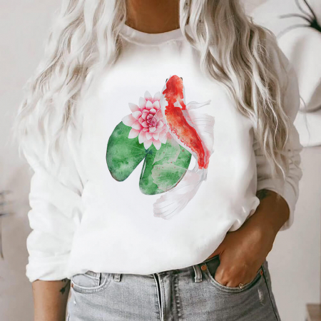 Bluze Japanese - Bluza Dama Alba Pink Fish