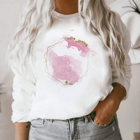 Bluze Femei - Bluza Dama Alba Pink Glitter