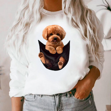 Bluze Animale - Bluza Dama Alba Poodle