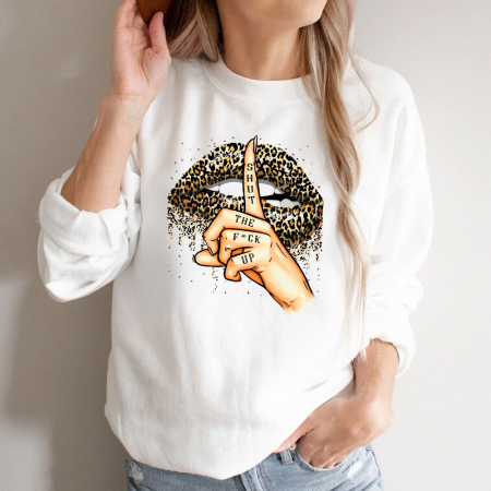 Bluze Femei - Bluza Dama Alba Shut Up Lips