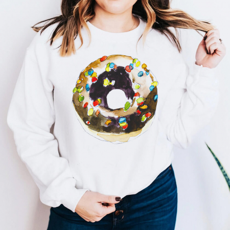 Bluze Femei - Bluza Dama Alba Rainbow Donut