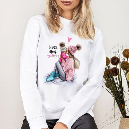 Bluze Femei - Bluza Dama Alba Super Girl Mom