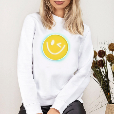 Bluze Femei - Bluza Dama Alba Yellow Smiley