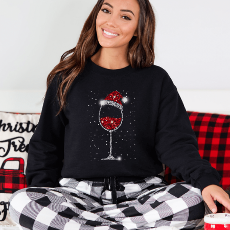 Bluze X-mas - Bluza Neagra Dama Festive Wine