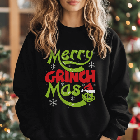 Bluze X-mas - Bluza Neagra Dama Grinch-Mas