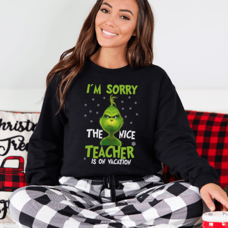 Bluze X-mas - Bluza Neagra Dama Teacher Grinch