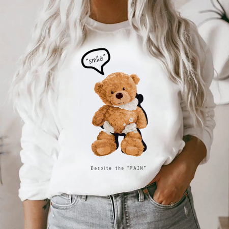 Bluze Albe Dama - Bluza Dama Smile Despite The Pain Outlet M
