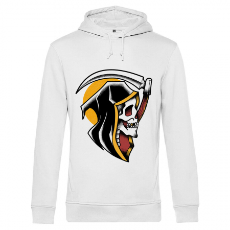 Hanorace Barbati - Hanorac alb unisex Grim reaper