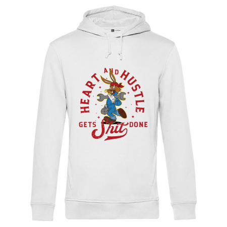 Hanorace Barbati - Hanorac alb unisex Heart and hustle