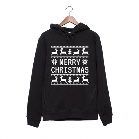 Hanorace Barbati - Hanorac negru unisex Merry-Christmas