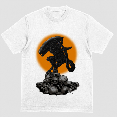 Barbati - Tricou Unisex Alb Alien Hunter
