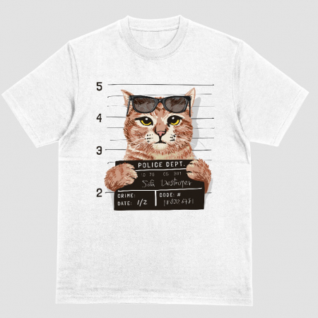 Tricouri Animale - Tricou Unisex Alb Bad Kitty